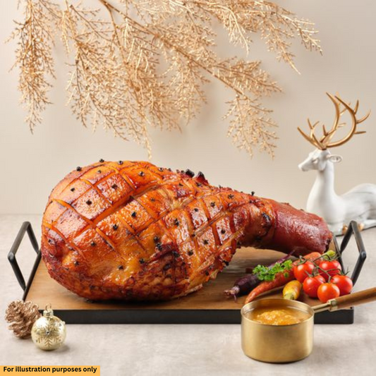 Smoked Gammon Ham (Bone-in) with Cranberry Sauce - 4kg (Cooked and Chilled)