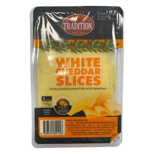 Tradition Sliced Cheese White Cheddar 125g