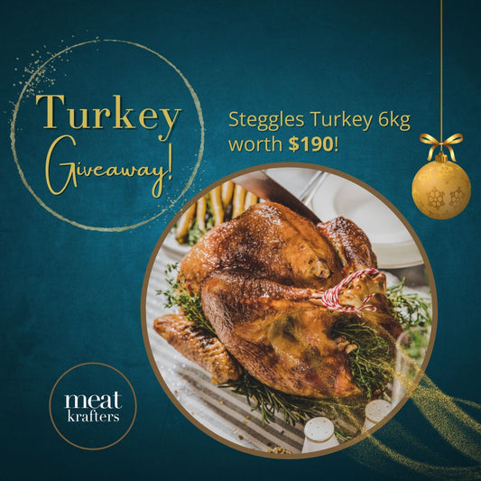 Cooked TURKEY, Australian STEGGLES (5.5 - 6kg) (95% cooked) with Gourmet Sauce